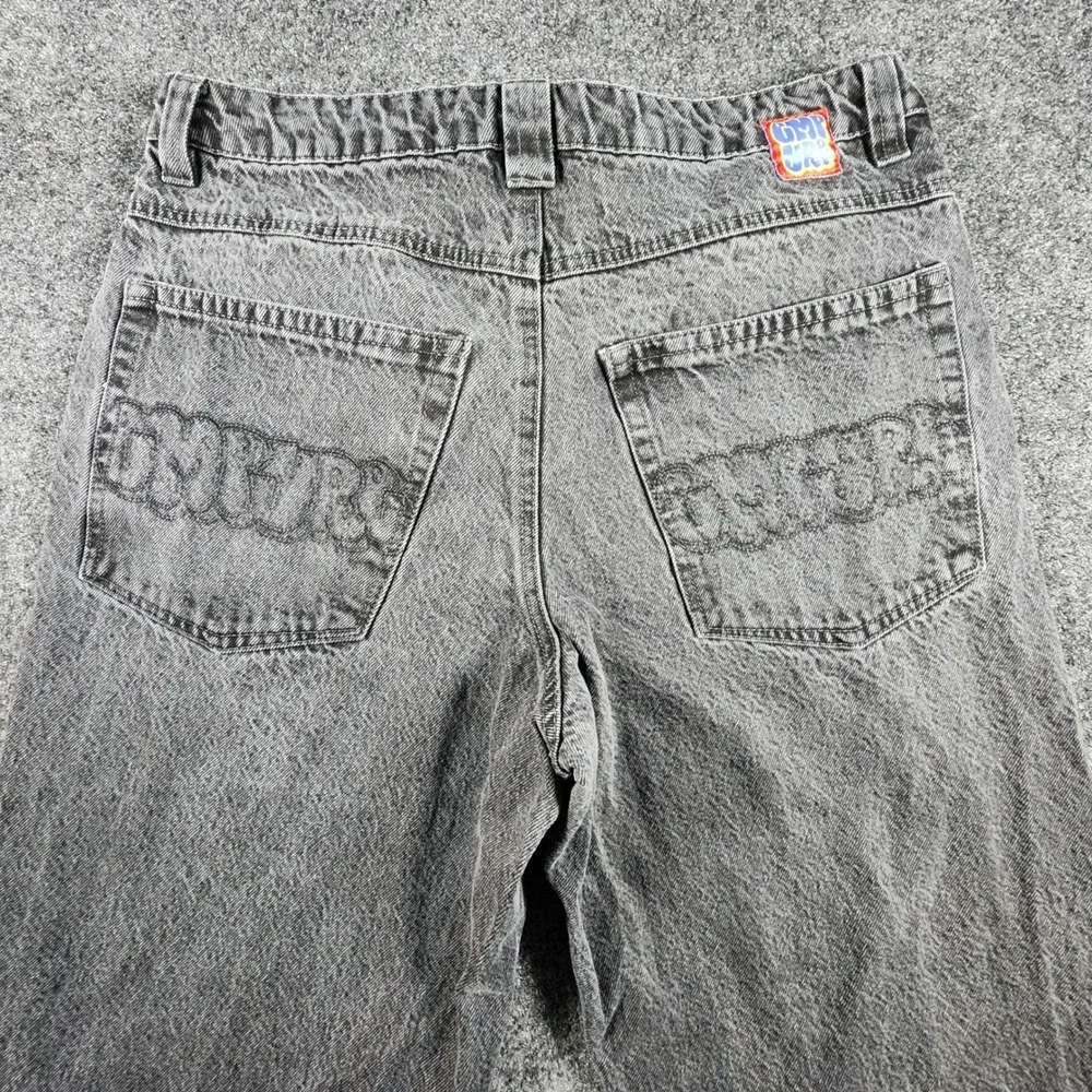 Empyre Loose Fit Jeans Mens 32 Black Washed‎ Denim Drawstring Streetwear Skater
